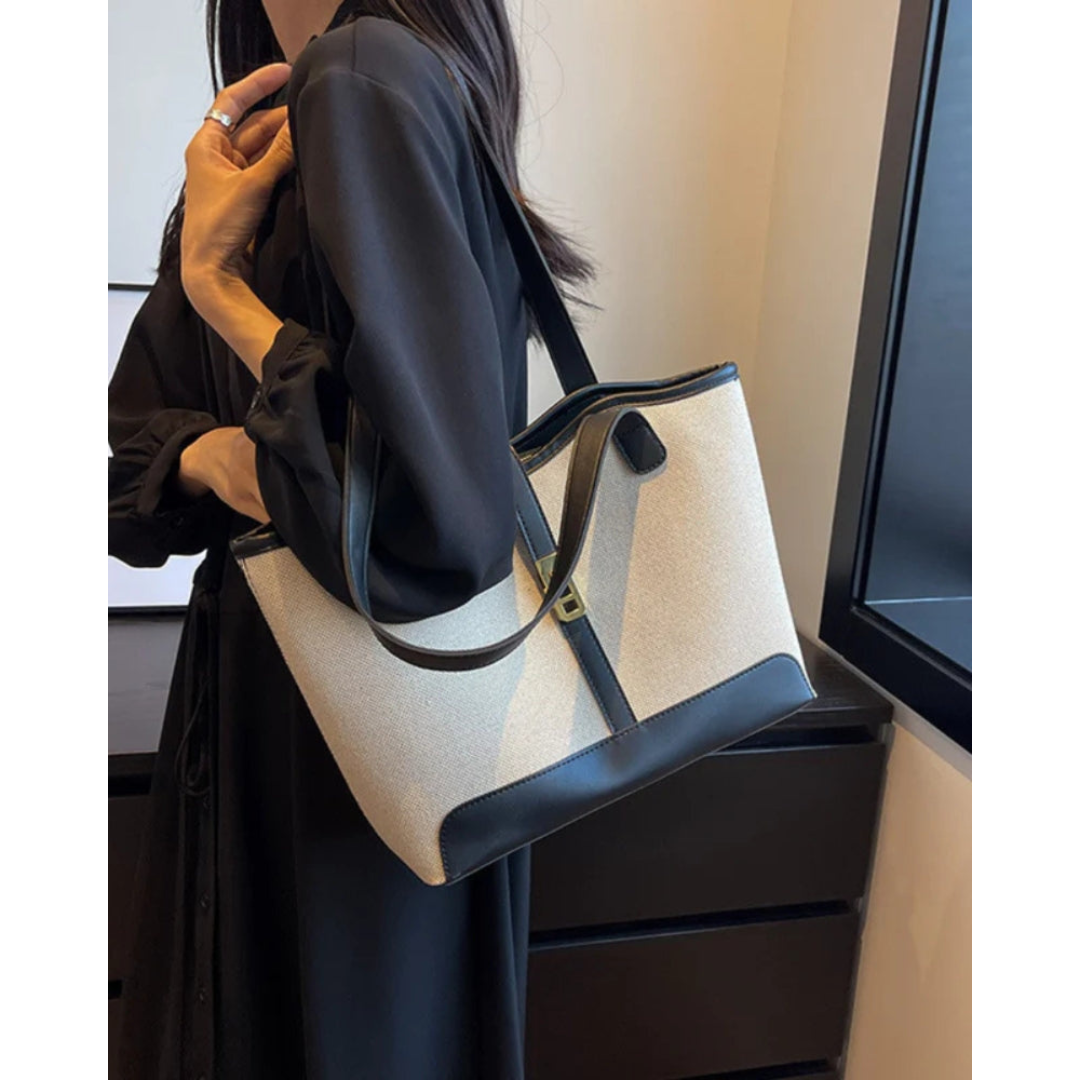 Maison Greyford | Women's Canvas Leather Tote Bag | Classic Structured