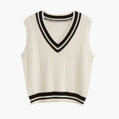Maison Greyford | Women's V-Neck Sweater Vest | Preppy Knit