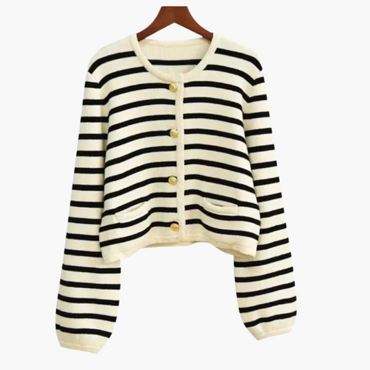 Maison Greyford | Women's Striped Button Cardigan | Casual Knit