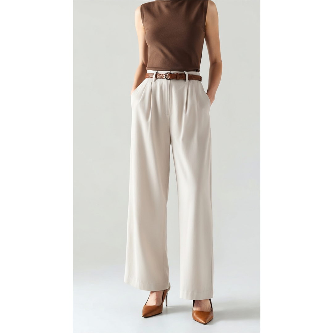 Maison Greyford | Women's High-Waist Pleated Trousers | Wide-Leg