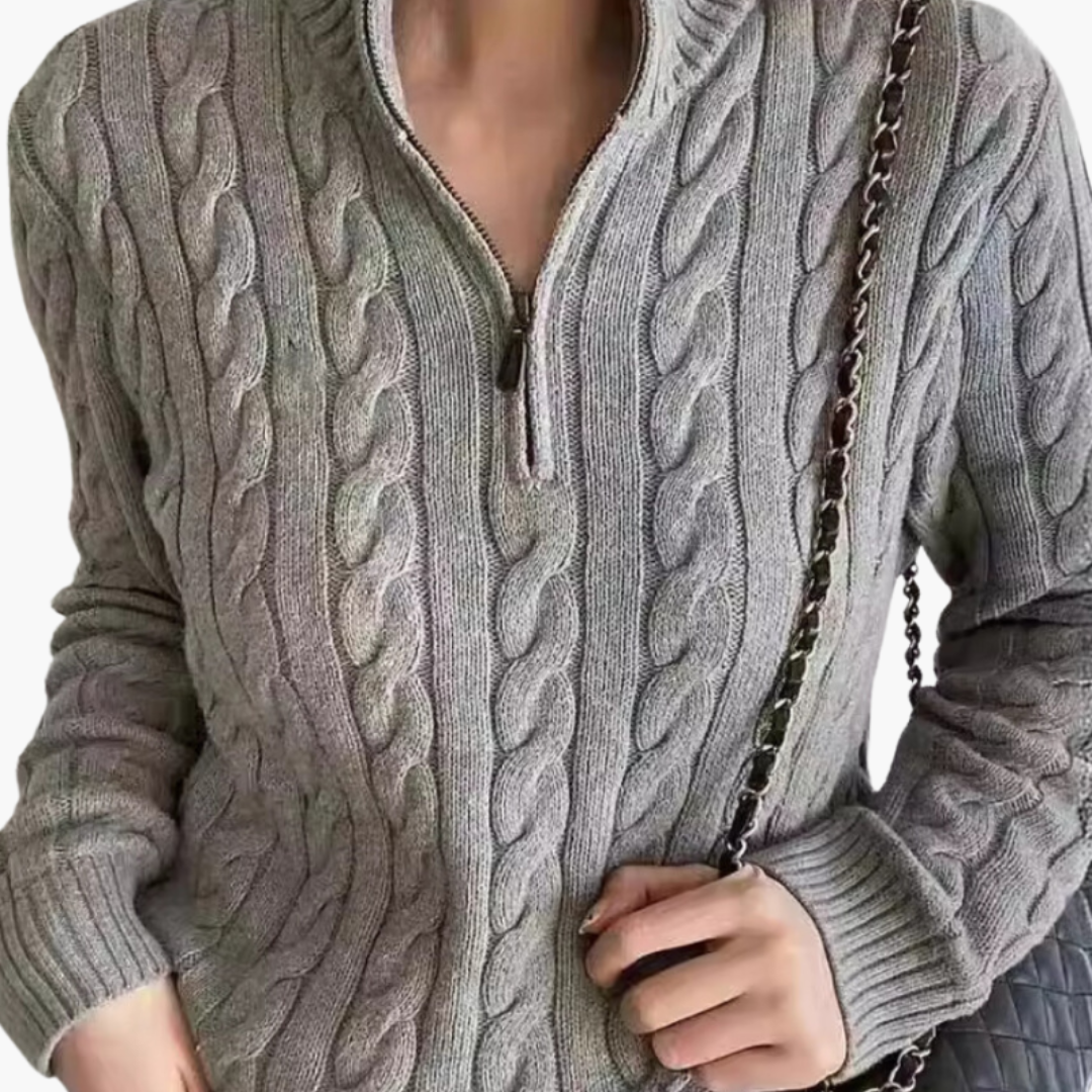 Maison Greyford | Women's Cable-Knit Half-Zip Sweater