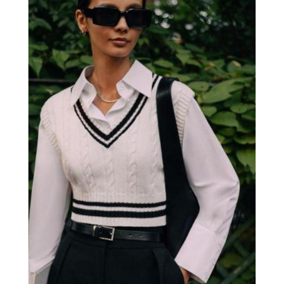 Maison Greyford | Women's V-Neck Sweater Vest | Preppy Knit