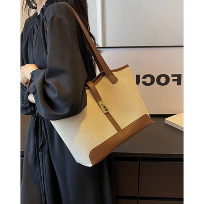 Maison Greyford | Women's Canvas Leather Tote Bag | Classic Structured