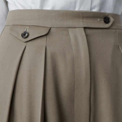 Maison Greyford | Women's High-Waist Pleated Trousers | Taupe Wide-Leg