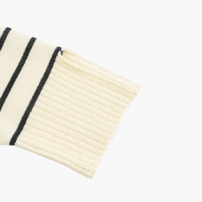 Maison Greyford | Women's Striped Half-Zip Sweater | Classic Knit