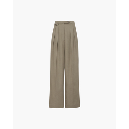 Maison Greyford | Women's High-Waist Pleated Trousers | Taupe Wide-Leg
